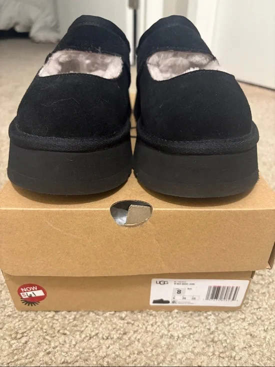 UGG Black Plush-Lined Slip-On Clogs - Picture 3 of 7